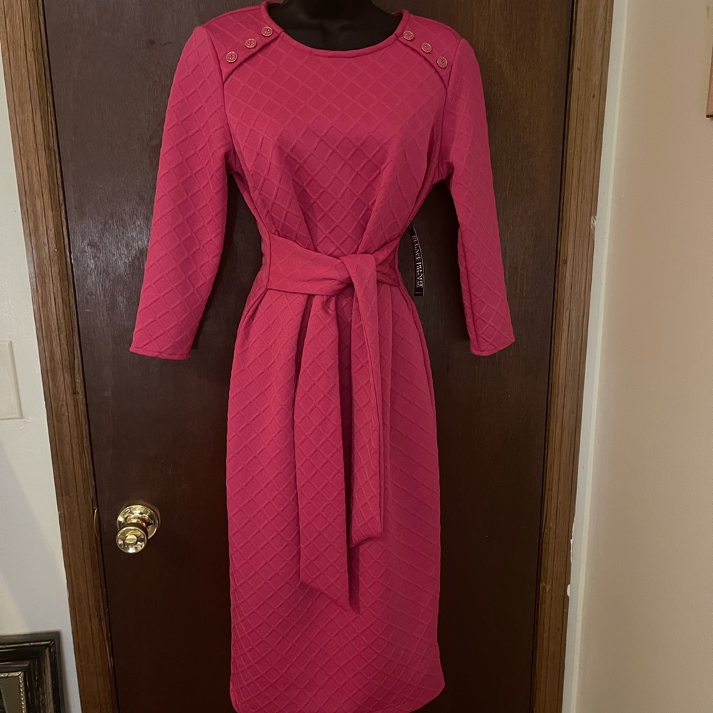New York and Company Pink Belted Pencil Dress